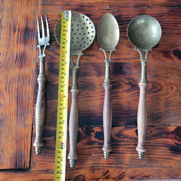 Vtg Brass Kitchen Utensils Set of 4 - Picture 4 of 6